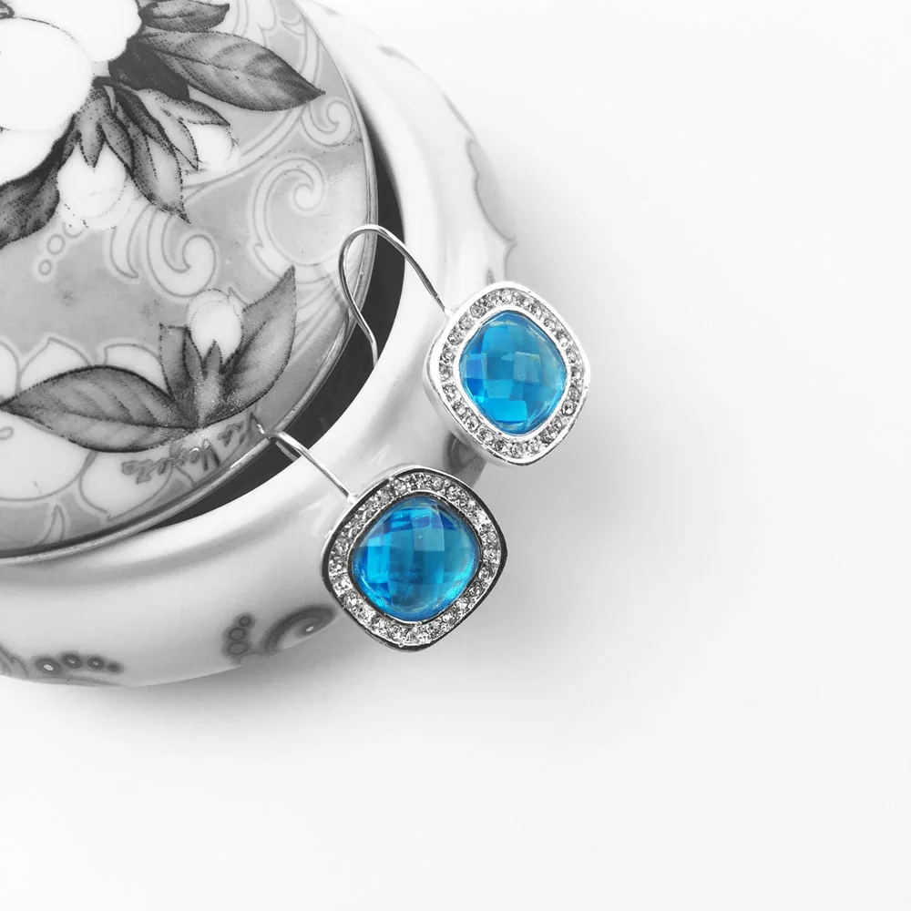 Синий овальный Опаловый Лебедь шеи Висячие серьги, Новая мода ювелирные изделия классический 925 пробы Серебряный подарок для женщин