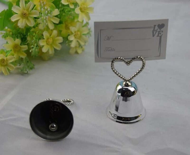 Free Shipping+Wholesale "Kissing Bell" Place Card/Photo Holder Heart