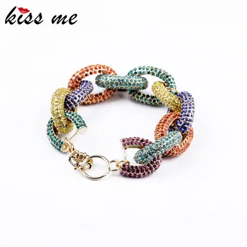 

New Styles KISS ME Fashion Jewelry Elegant Rhinestone Hoop Charming Bracelet Christmas Gifts