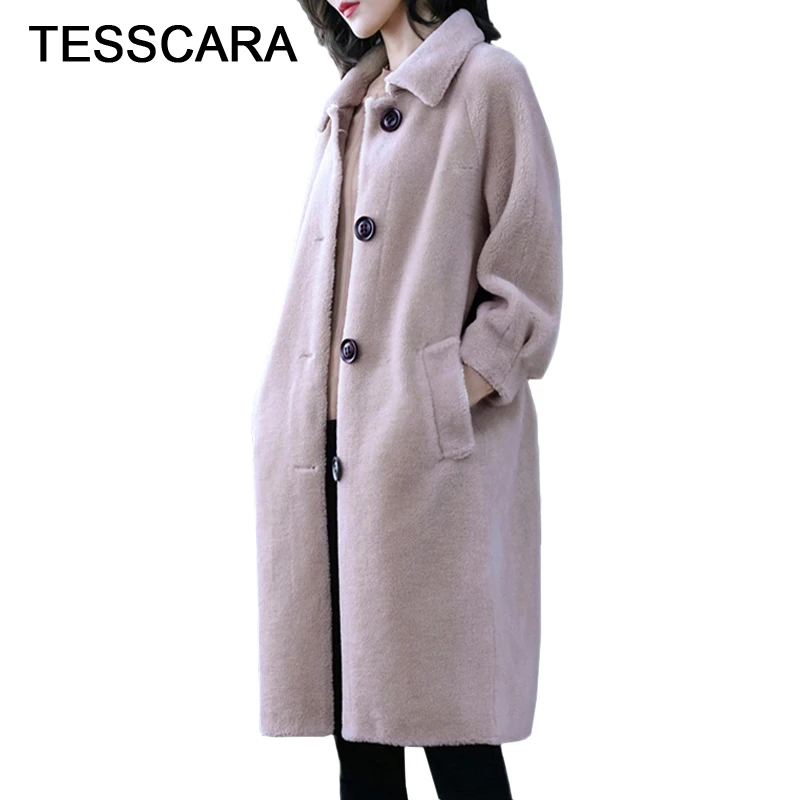 Женская зимняя длинная куртка, пальто из искусственной шерсти, пальто из овчины, толстая теплая верхняя одежда, новая Офисная Женская тонкая одежда размера плюс, элегантная Рабочая одежда