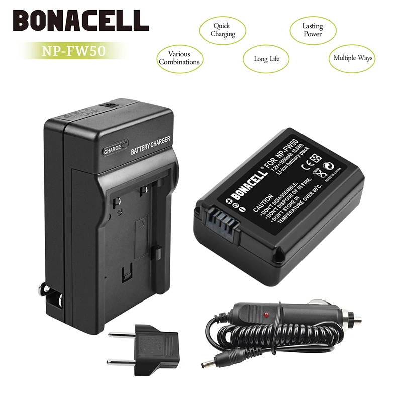Bonacell NP-FW50 FW50 батарея для цифровой камеры + зарядное устройство Sony Alpha A6500 A6300 A6000 A7r