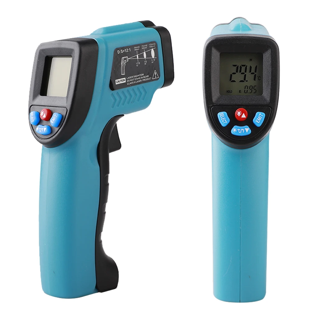 

3/4-button Non-Contact Digital Infrared Thermometer Pyrometer Aquarium Laser Temperature Instrument Orange with battery 1pc