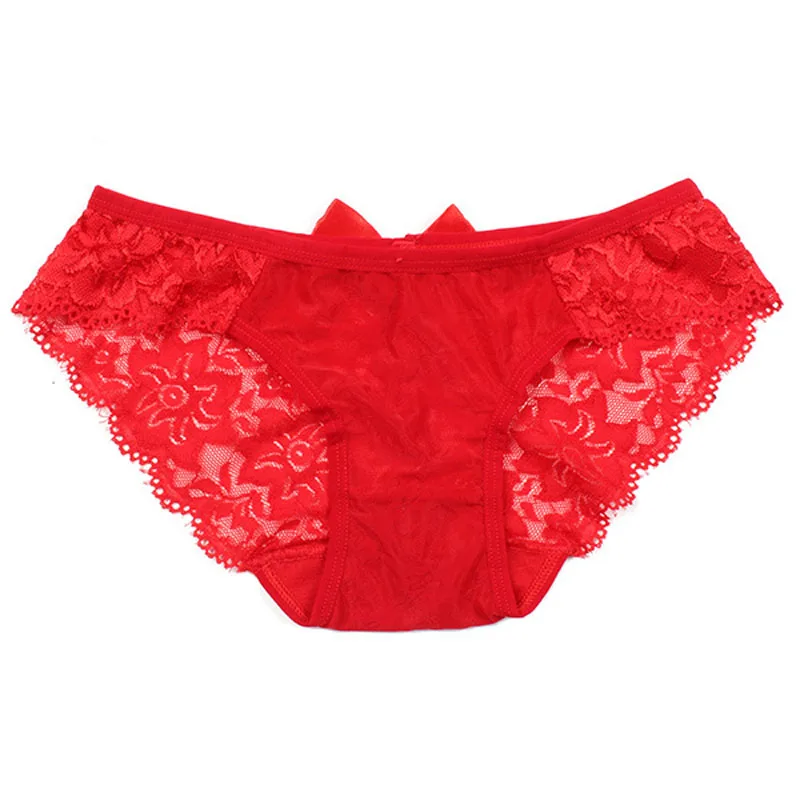 Women Sexy Lace Briefs Seamless Hollow Panty Floral Bowknot Underwear Knickers Solid Low Rise Intimates 15