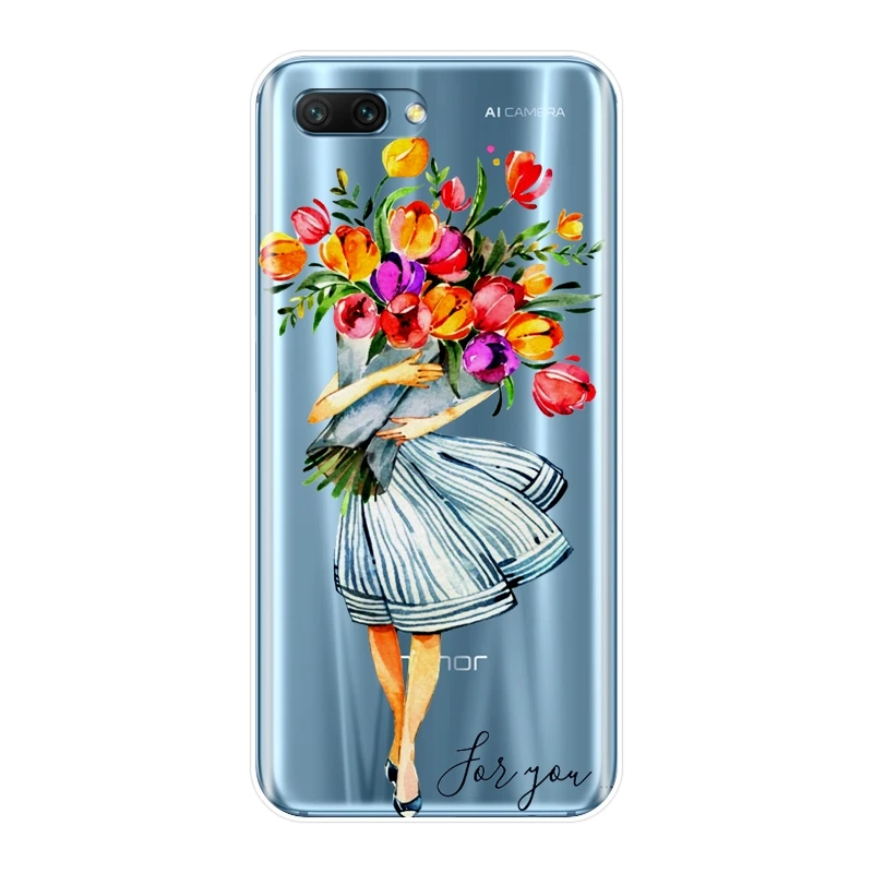 Задняя крышка для Huawei Honor 7 8 9 10 Lite мягкий силиконовый чехол с цветами девочек 8X MAX 7S