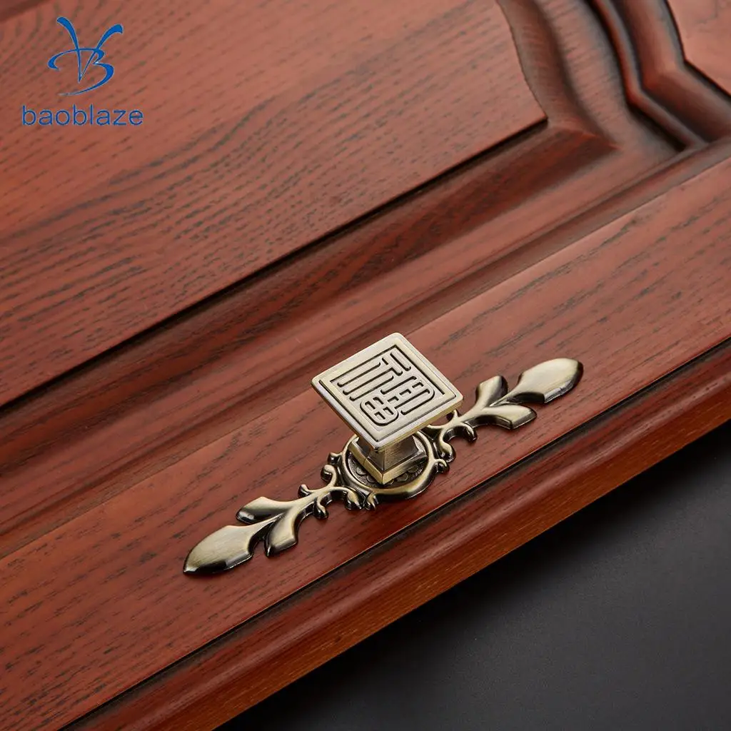 Vintage Antique Bronze/Copper Chinese Style Pull Handle Knob for Kitchen Cabinet Door Dresser Drawer Retro Furniture Handle