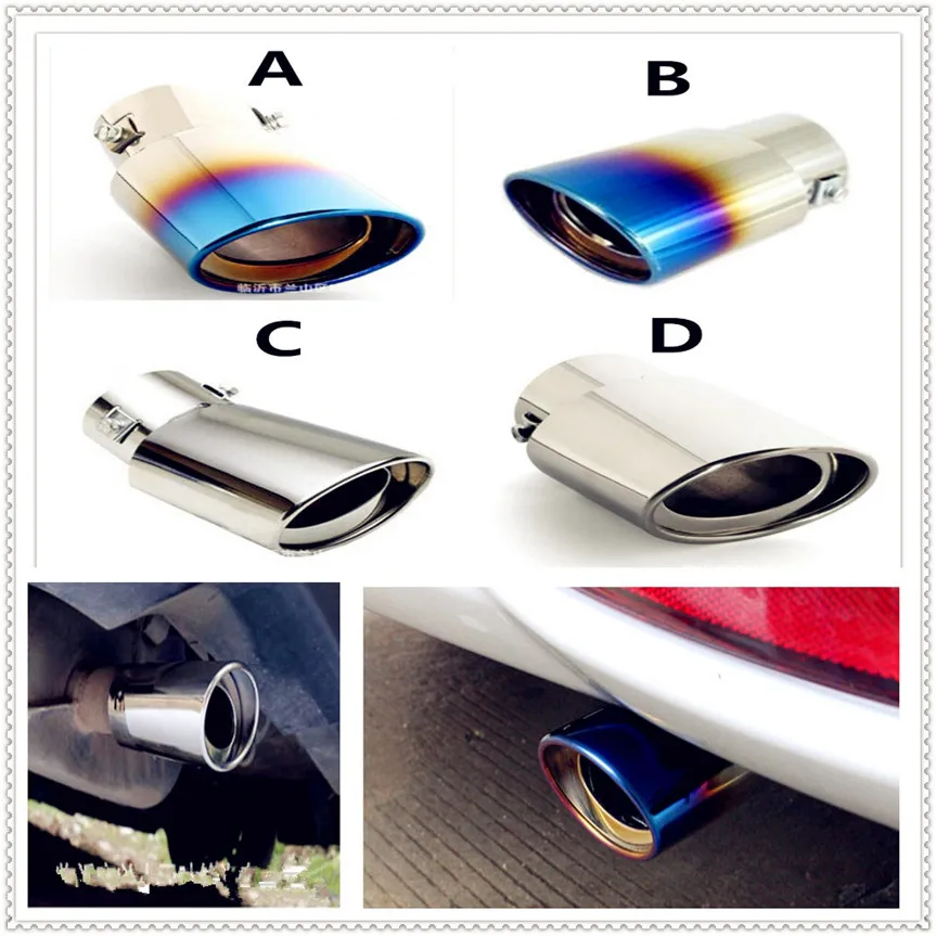 

304 Steel Car Exhaust Muffler Tip pipe cover Tail For Fiat Punto Palio Uno Idea Bravo Sedici Grande Tipo Qubo Panda Mobi