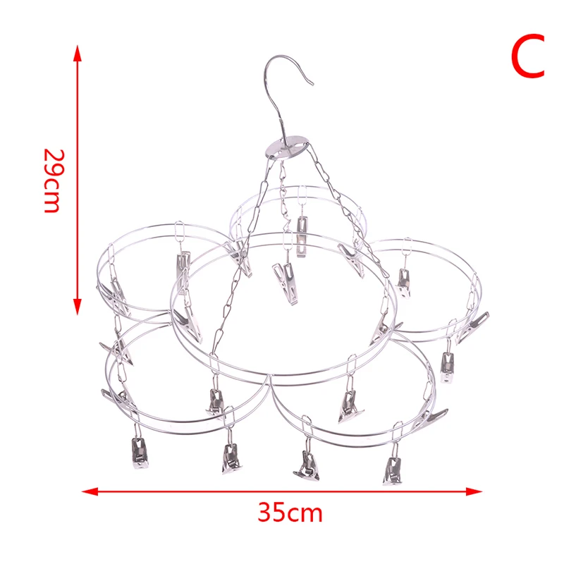 Алюминиевая сушилка для белья, вешалка из нержавеющей стали, квадратная проволочная стойка с зажимами, металлический носок, нижнее белье, зажим для одежды, для улицы - Цвет: C