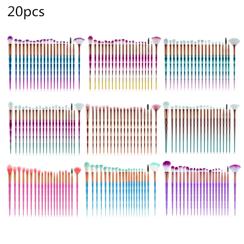 20 шт. набор алмазных кистей для макияжа, пудра, основа для губ, подводка для глаз, кисть для растушевки теней, набор для макияжа Pincel Maquiagem