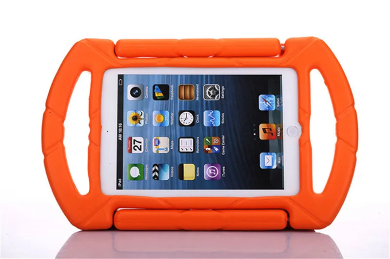 Новые детские 3D Мультфильм Ручка Стенд кожаный чехол для iPad Air 1 2, 5, 6, Pro 9,7 мягкая пена противоударный чехол для iPad 9,7+ стилус - Цвет: Оранжевый