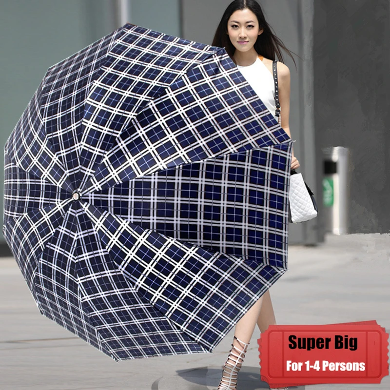 Super Huge Big Large Folding Men Women Business Rainy Sunny Plaid