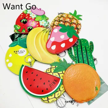 

Want Go 3D Fruit Kids Wallets Cute Mini Coin Purse Children Coin Holder Pouch Zipper Small Purse Waterproof Student Storage Bag