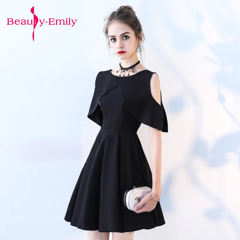 

Short Evening Dress 2018 Graduation O-neck Black evening gowns A-line Formal Dress Homecoming Dresses Robe De Soiree