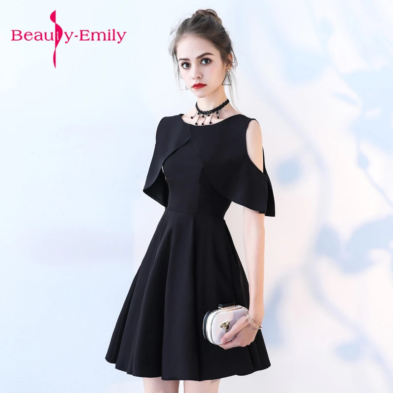 De noche corto con cuello redondo para graduación, vestido noche Formal, línea A, vestidos De Homecoming, 2018|robe de soiree|black gownsevening gown - AliExpress