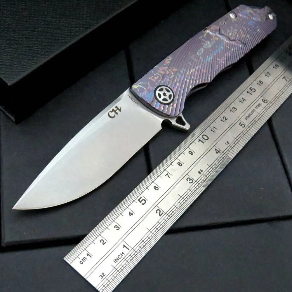 

2017 CH3501 tactical folding knife D2 steel ball bearings Titanium handle survival camping knife EDC outdoor Pocket hand tools