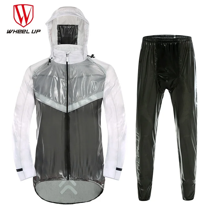 

WHEEL UP Anti-Sweat Reflective Cycling Jacket Raincoat Bike Riding Motorcycle Bicycle Rainwear Mackintosh Slicker for Men Woman