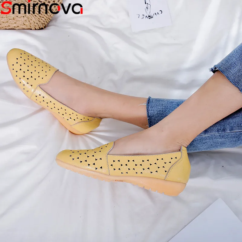

Smirnova size 34-41 fashion new loafers shoes women round toe shallow genuine leather shoes women casual flats shoes women 2019