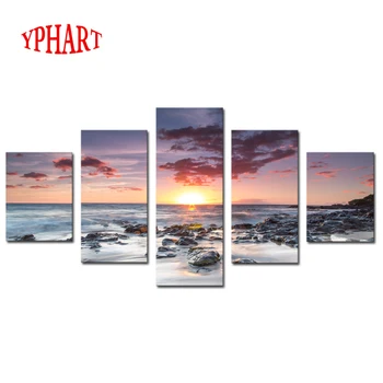 

5 Panels Sunset and ocean Scenery Canvas Print Painting Modern Canvas Wall Art for Wall Pcture Home Decor Artwork