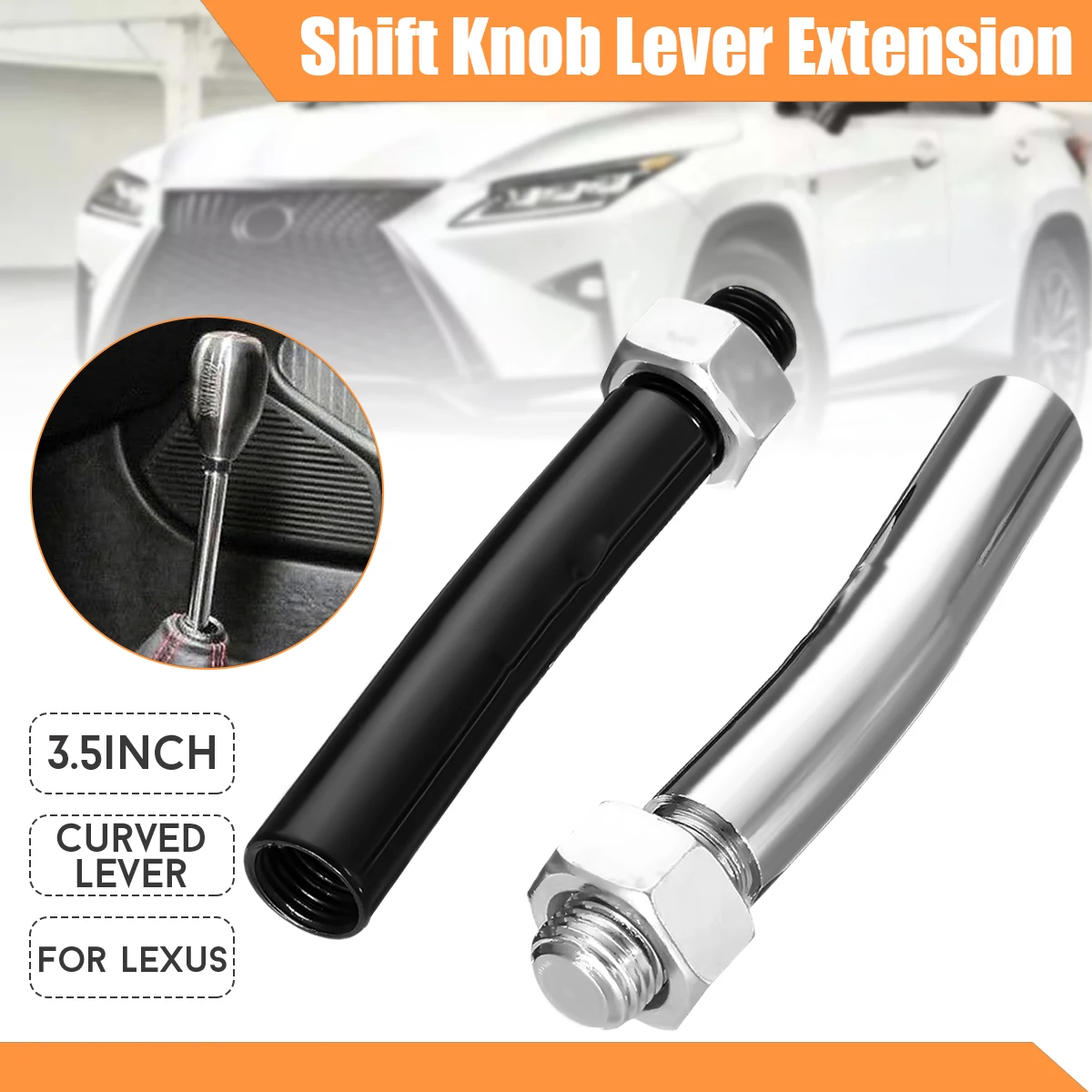 

M12X1.25 Car Stainless Gear Shift Stick Lever Extender Extension Knob For Toyota Scion for Lexus for Subaru Silver Black