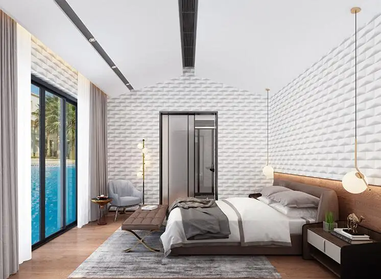 Серый, белый винил Современный 3d стереоскопический узор обои для офиса стены спальни, гостиной роскошные стены рулон бумаги водонепроницаемый