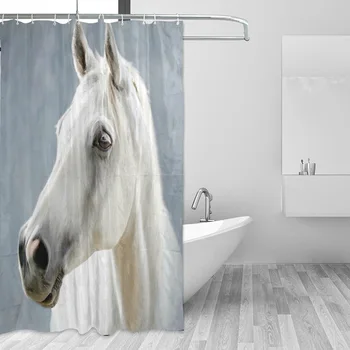 

Rideau De Douche New Waterproof Horse Shower Curtains Eco-friendly Washable Bath Curtain for Bathroom with Hooks Drop Shipping