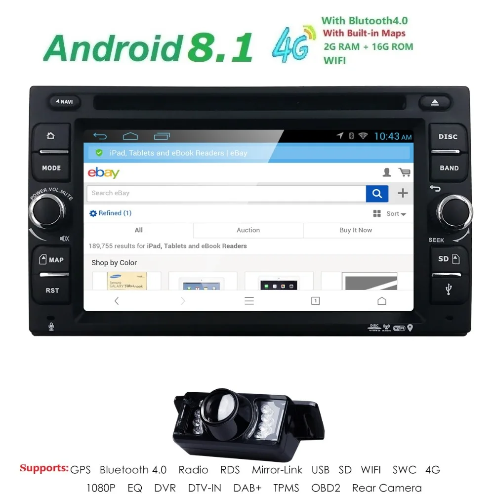 

2Din android 8.1 CarDVD GPS Universal Stereo Radio Player 6.2''Quadcore 16GB Touch double 2din With WIFI BT steering wheel dvb-t