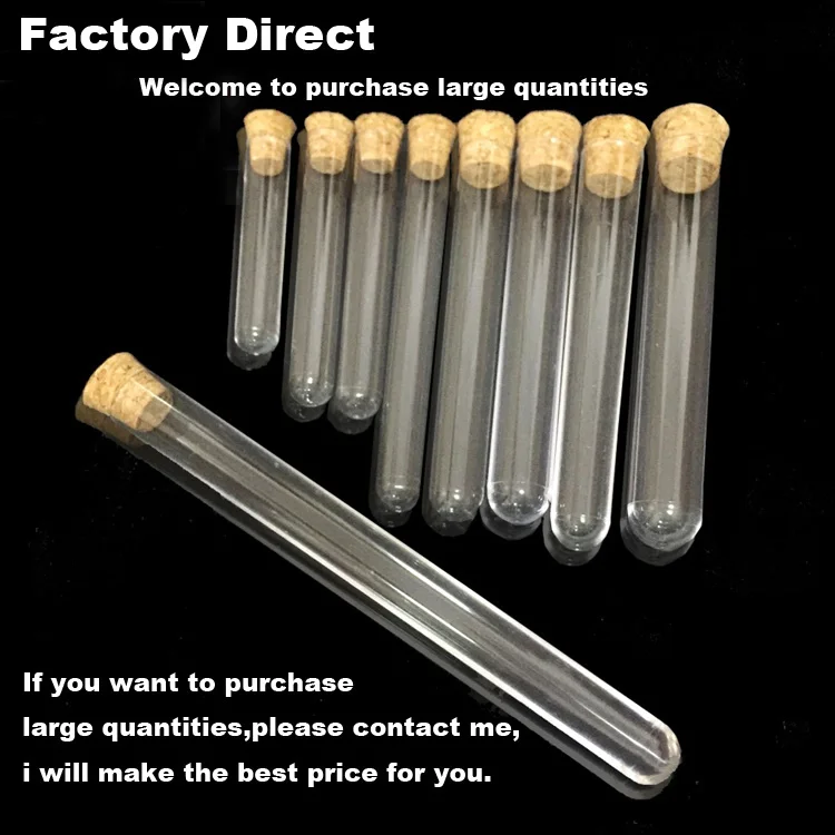 

13mm*78mm 6ml Plastic test tube with cork Wedding Favor Gift Tube Clear PS material like Glass Lab tube Free Shipping
