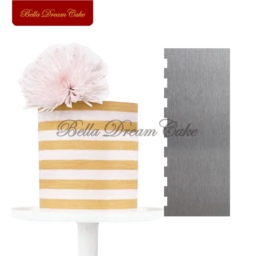 

Stripe Stainless Steel Scraper Cake Spatulas Butter Cream Smoother Tool Fondant Baking Mould Cake Decorating Tools Cake Mold