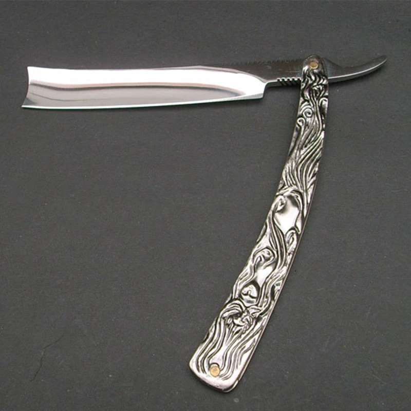 Stainless Steel Sweeney Todd Folding Razor Aluminum Alloy Handle Folding Shaving Knife Barber