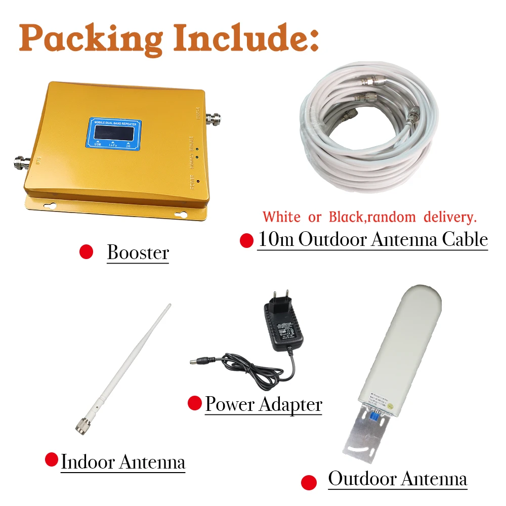 dual band gsm repeater 2g 3g cellular signal booster 3g 900 / 2100MHz amplifier antenna kit with Smart LCD for cell phone home