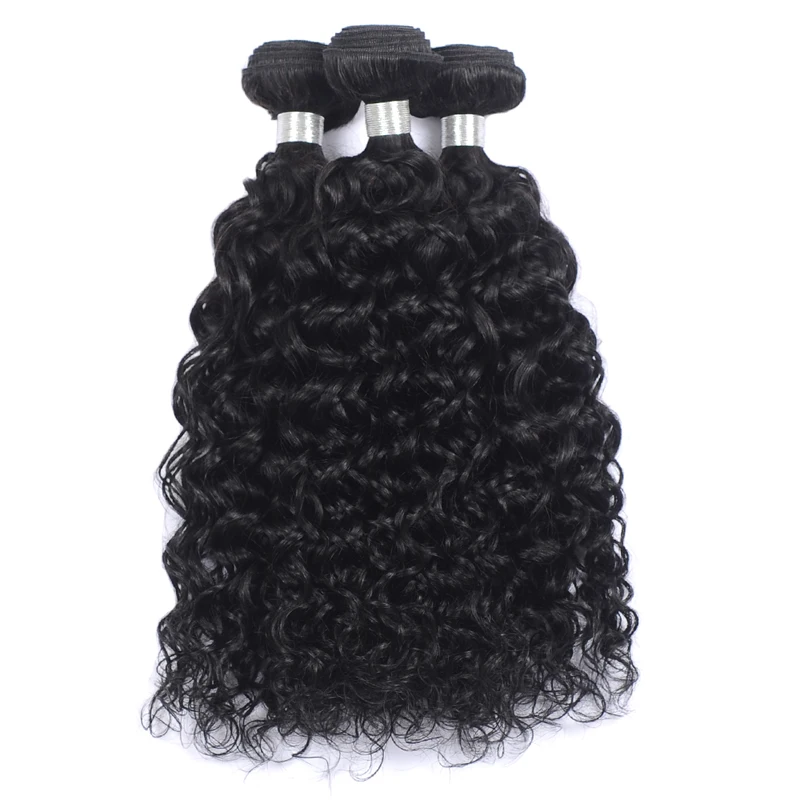 Pinshair Human Hair Weave Bundles Natural Black Water Wave Hair Extensions 1/3/4 Pieces Non-Remy Indian Hair Bundles