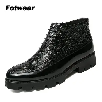 

Men Fashion Ankle Boots Men leather shoes Wear Comfort Winter Shoes bota masculina Men casual shoes with big rubber outsole