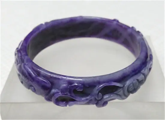 

Hot sell ->@@ NEW UNIQUE VINTAGE HAND-CARVED CHINESE PURPLE JADEITE JADE BANGLE BRACELET 64MM NEW -Top quality free shipping