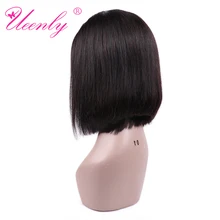Dei Capelli umani Brevi Parrucche Bob Per Le Donne Nere Peruviana Capelli Lisci Parrucca Con I Capelli Del Bambino di Remy Dei Capelli Umani 4x13 del merletto Anteriore Parrucche UEENLY