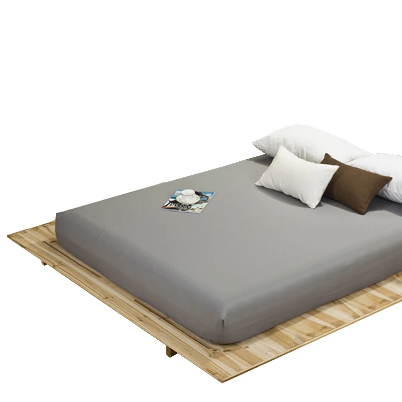 Fitted Sheet Mattress Cover Solid Color Sanding Bedding Linens Bed Sheets With Elastic Band Double Queen