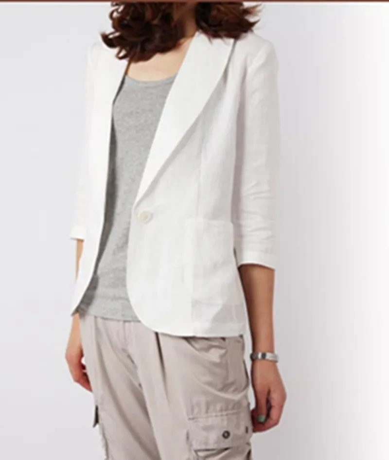 Mr.nut cotton and linen blazer 2019 summer new Korean version of the seven-point sleeve ladies casual suit