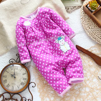 

romper baby Spring and autumn baby clothes cotton purple polka dot long-sleeve romper creepiness jumpsuit