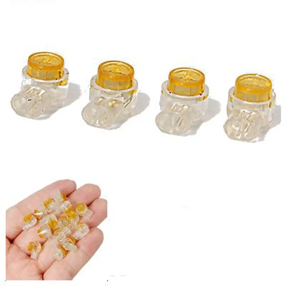 

5x 50 Pieces Yellow Button Gel Filled Phone Wire Butt Splice UY Connector 2 Port