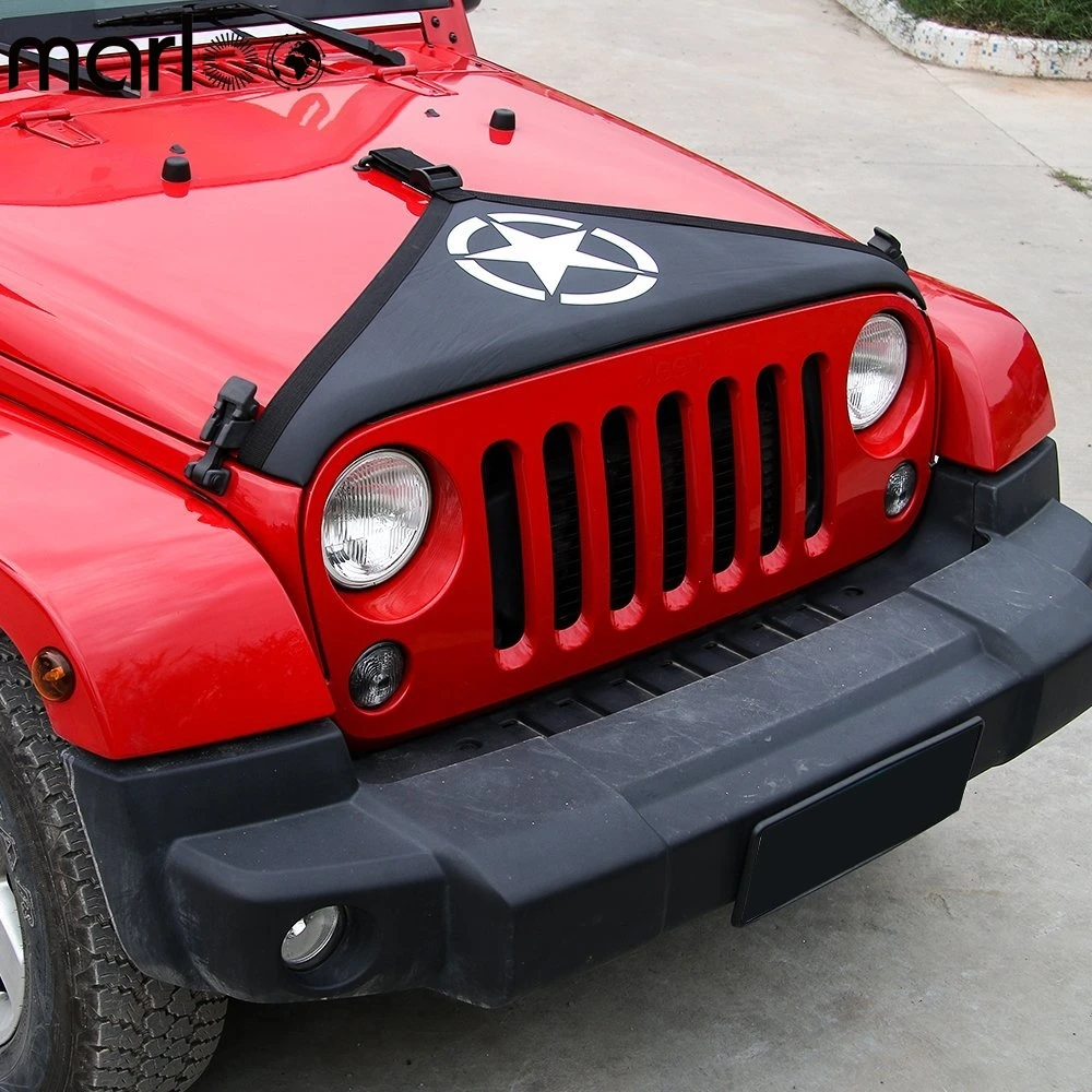 Черный Защитный Бюстгальтер Marloo с передней крышкой для Jeep Wrangler JK белым логотипом
