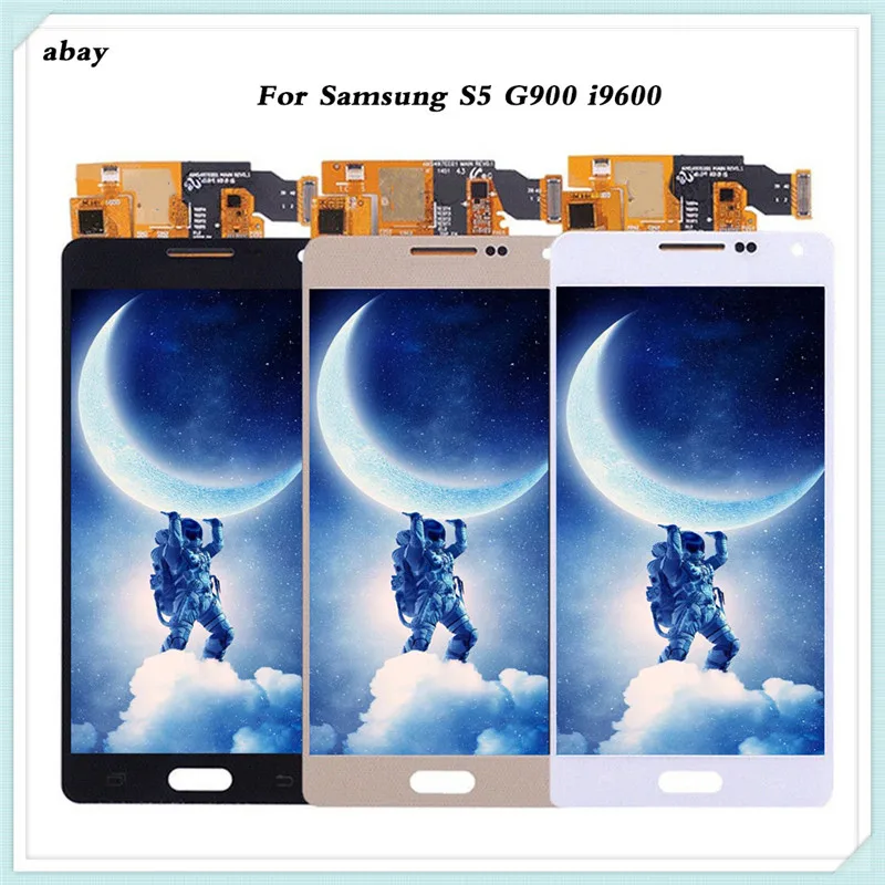 Протестированный ЖК-дисплей для samsung Galaxy S5 i9600 G900 G900F G900A ЖК-дисплей s с кодирующий преобразователь сенсорного экрана в сборе регулируемый