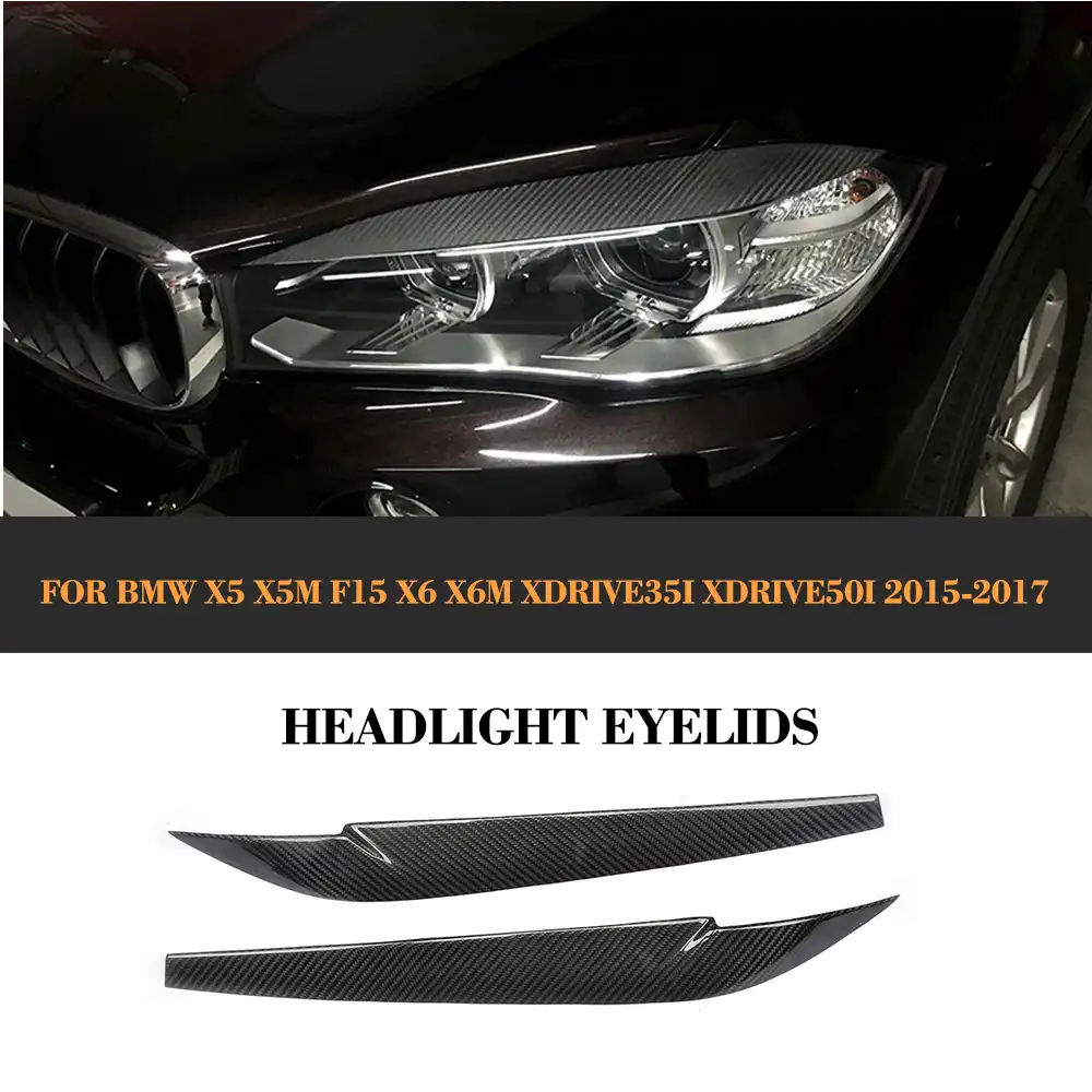 1Pair Carbon Fiber Headlight Headlamp Eyebrow Eyelids Cover Front Trim Decoration Styling Lid for X5 F15 2014 2015 2016 2017 2018
