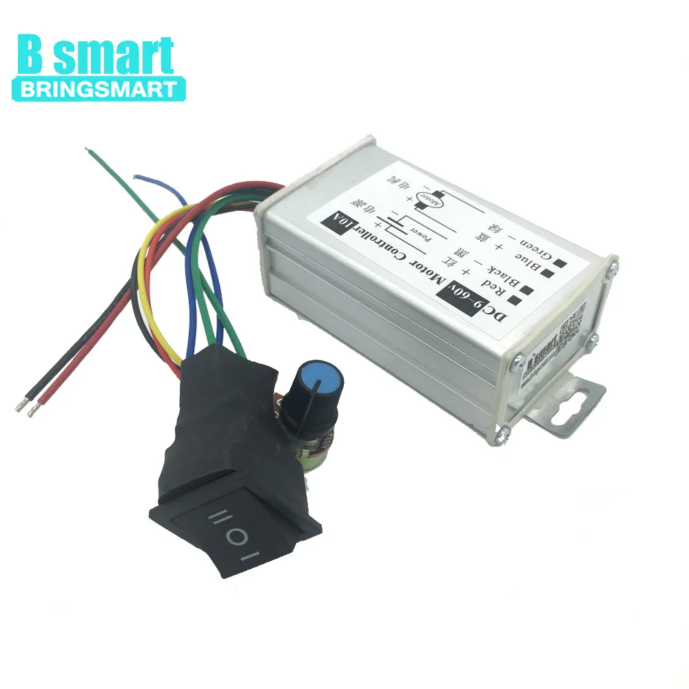 Bringsmart 12V24V36V48V60V DC ШИМ регулятор скорости двигателя ler 10A Реверсивный бег CW CCW импульсный привод пластина контроль скорости 25 кГц