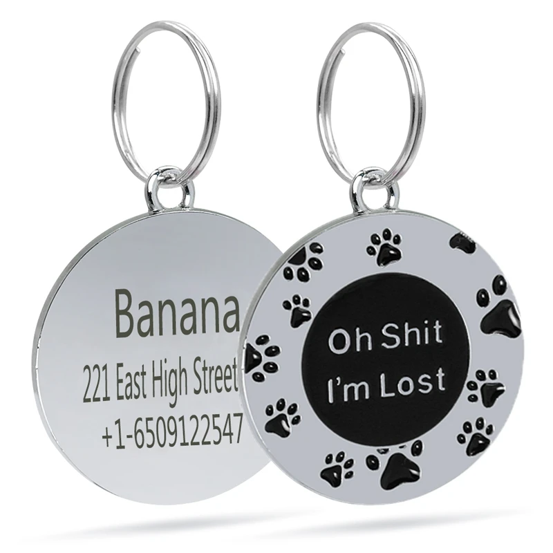 

Funny Personalized Dog ID Tag stainless steel Engraved Pet Name Tags Collar Customized Name and Phone For Dog Cat Collar