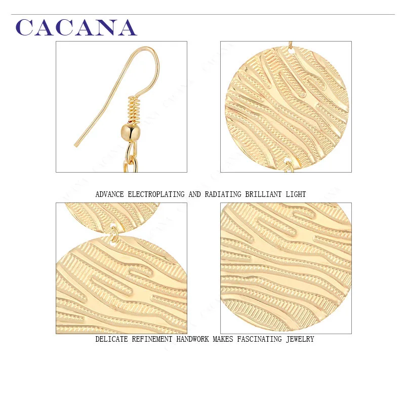 CACANA Dangle Long Earrings For Women Double Round With Watermark Bijouterie Hot Sale No.A291 A292