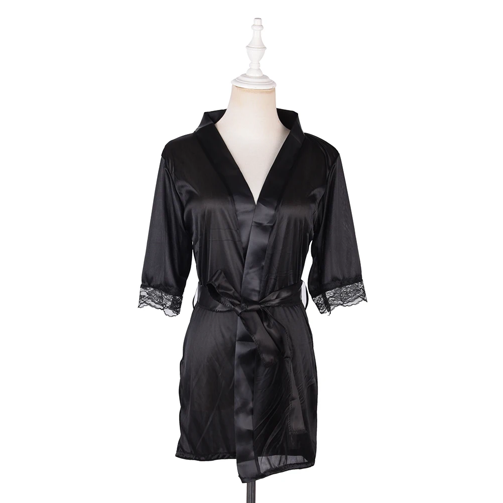 Bathrobe Womens Kimono Satin Robe Sexy Lingerie Classic Nightgown