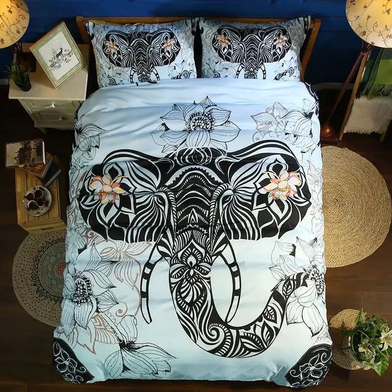 Tribal Elephant Bedding Set Boho Mandala Design Ethnic Indian