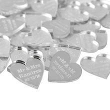 100 Pieces Personalized Engraved Baby Baptism Hangs Love Heart Wedding Table Decoration Favors Customized Tags