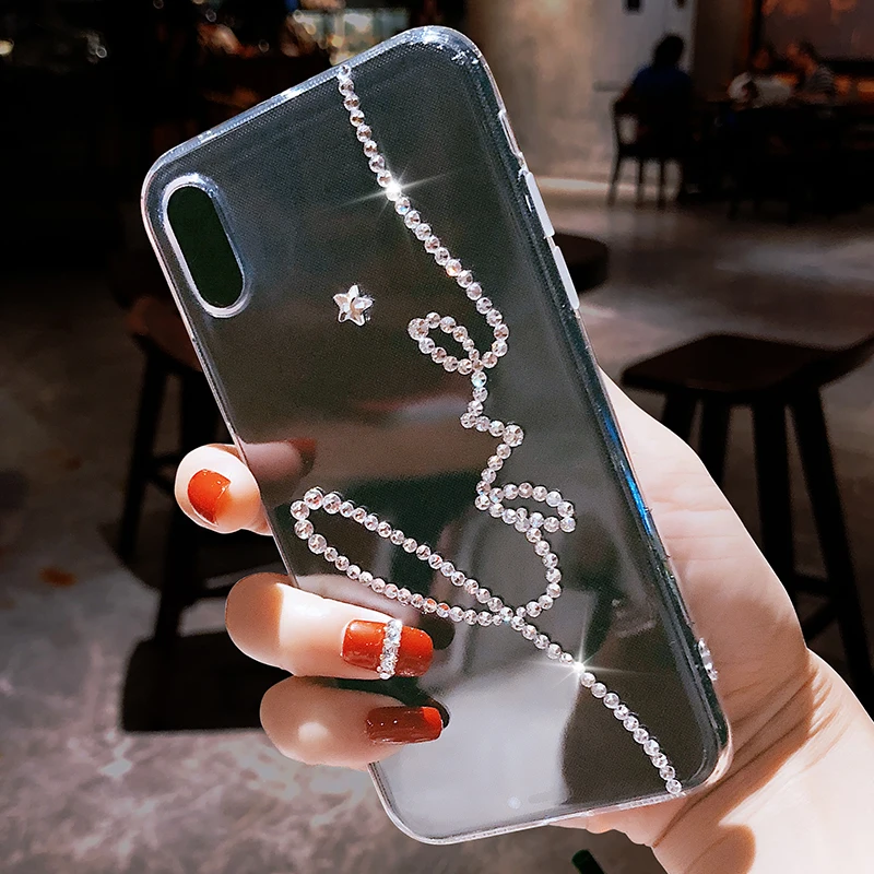 Дизайн с буквами DIY чехол для телефона для Iphone X Xs Max XR ювелирный 3D Блестящий чехол для телефона для Iphone 11 Pro MAX 6 7 8 6S PLUS 5 5S se