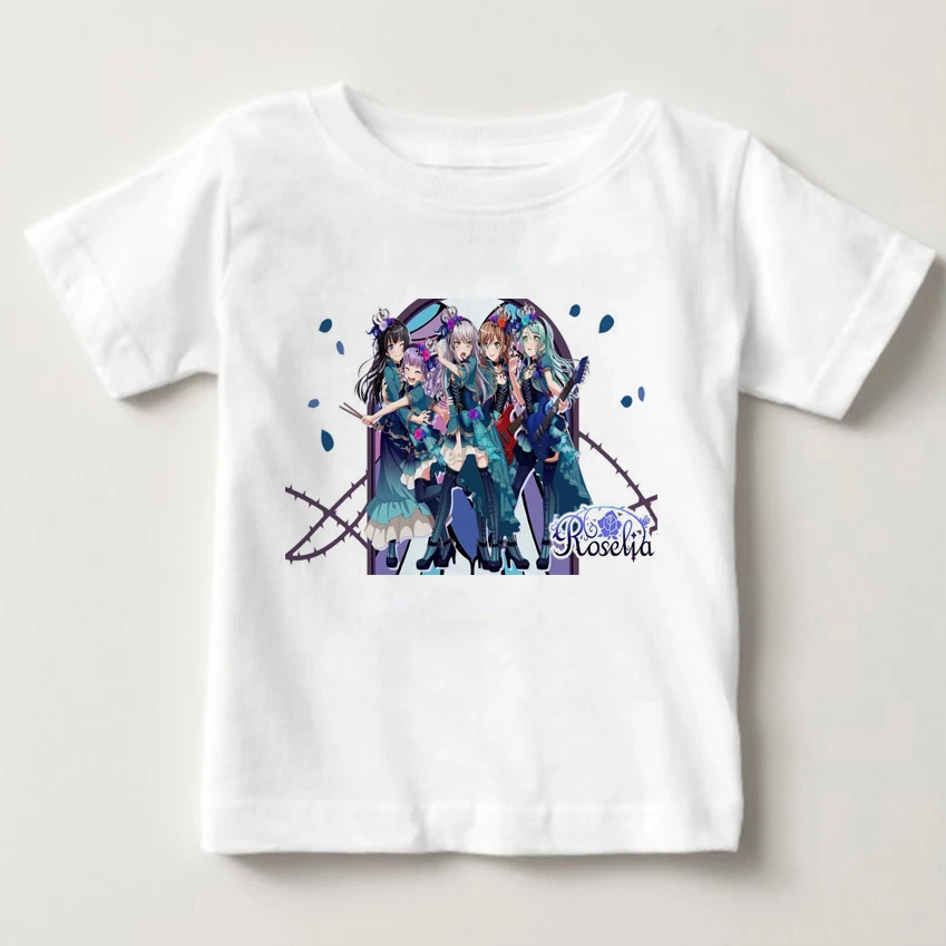 

2018 girls T - shirts bang dream Summer children t - shirts 100% cotton printing T - shirt Shocking blue Digital printing tshirt