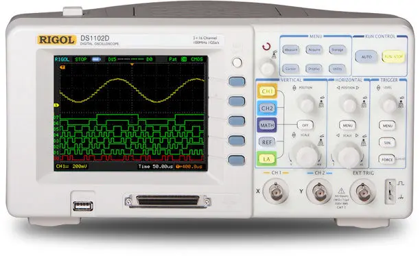 Rigol DS1102D 100 МГц 2 аналоговых канала цифровые осциллографы 16 каналов логический анализатор