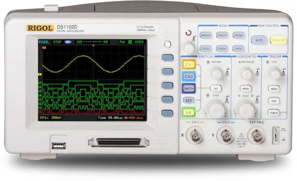 

Rigol DS1102D 100MHZ 2 analog Channel Digital Oscilloscopes 16 Channels Logic Analyzer